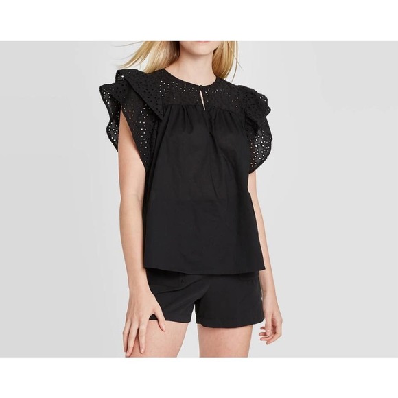 a new day Tops - NWT Women's Short Sleeve Eyelet Top